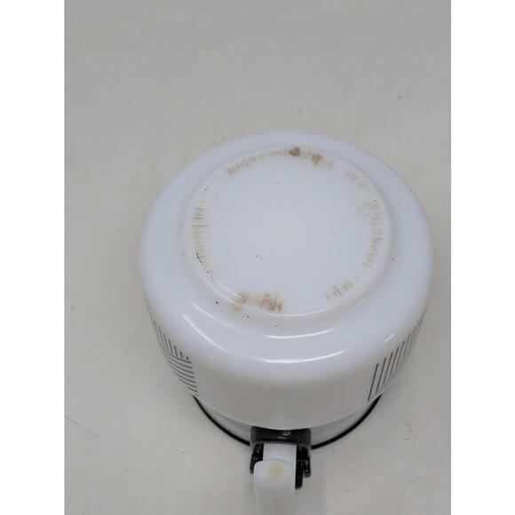 Vintage Arcopal Lines Flowers Milk Glass White Coffee Pot Carafe France - Picture 4 of 5